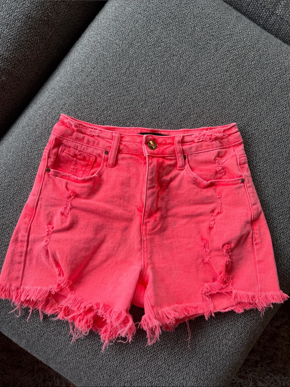 Wild Oak High-Rise Hot Pink Distressed Denim Shorts